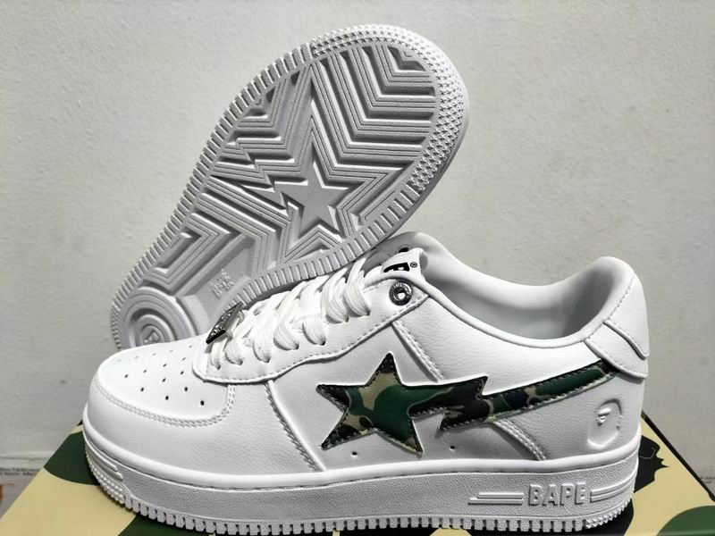 BAPE STA Low-Top Sneakers – White/Green Camo