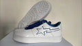 BAPE White & Navy Low-Top Sneakers